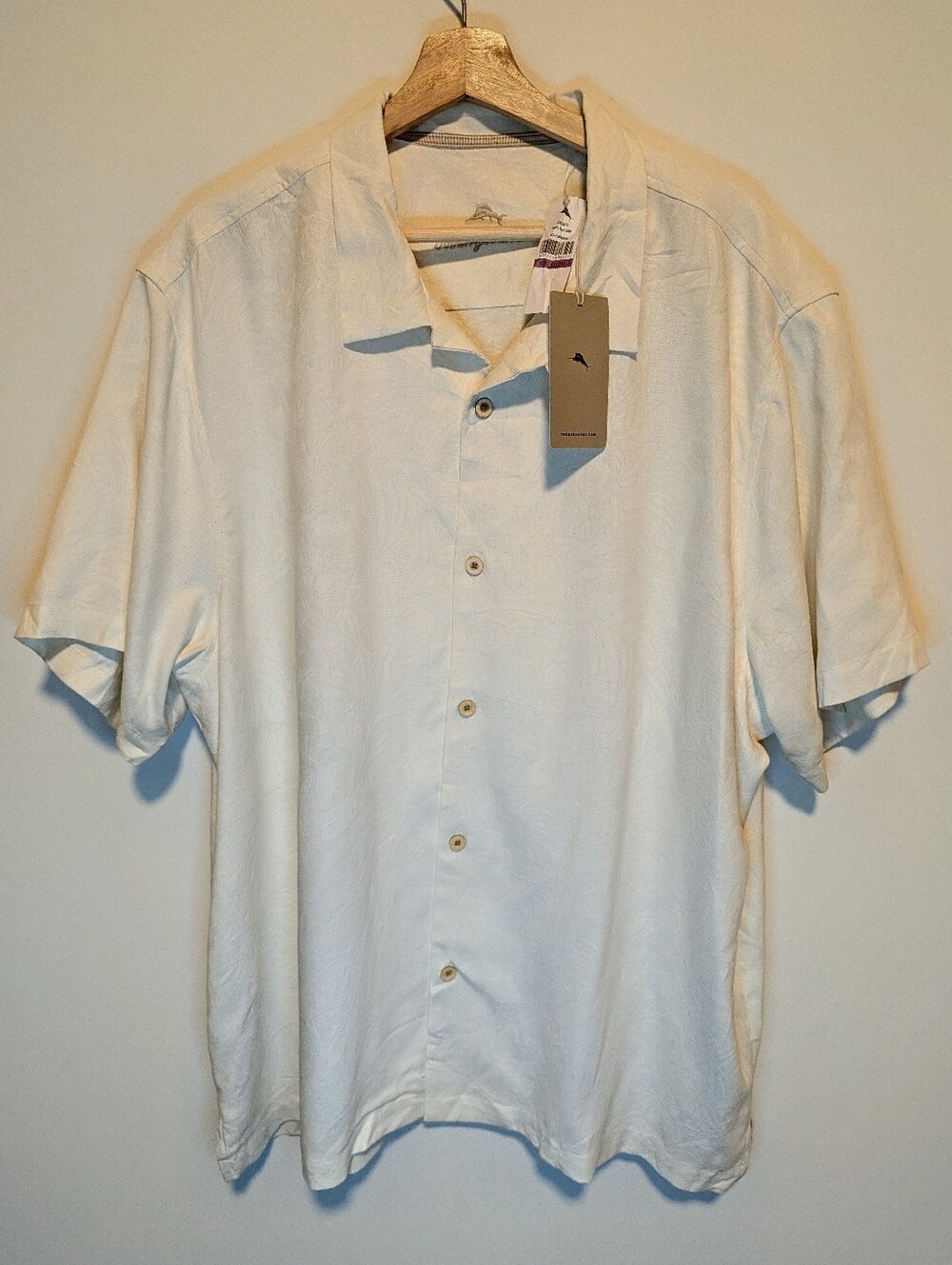 Tommy Bahama 100% Silk Camp Shirt NWT Ivory Jacquard Floral XXL
